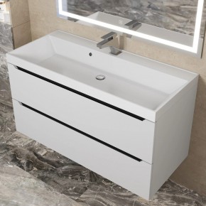 Тумба под раковину Uperwood Tanos 100 см, подвесная, белая/графит в Сысерти - sysert.ok-mebel.com | фото 10