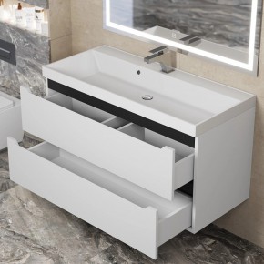 Тумба под раковину Uperwood Tanos 100 см, подвесная, белая/графит в Сысерти - sysert.ok-mebel.com | фото 9