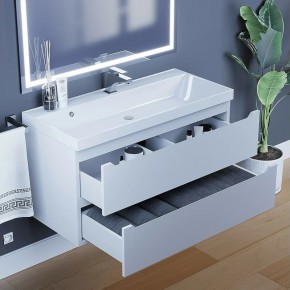Тумба под раковину Uperwood Tanos 100 см, подвесная, белая матовая в Сысерти - sysert.ok-mebel.com | фото 9