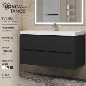 Тумба под раковину Uperwood Tanos 100 см, подвесная, черная матовая в Сысерти - sysert.ok-mebel.com | фото 3