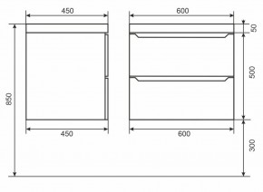 Тумба под раковину Uperwood Tanos 60 см, подвесная, белая/графит в Сысерти - sysert.ok-mebel.com | фото 6