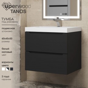 Тумба под раковину Uperwood Tanos 60 см, подвесная, черная матовая в Сысерти - sysert.ok-mebel.com | фото 3