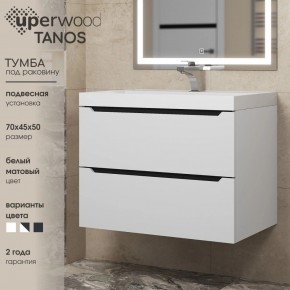 Тумба под раковину Uperwood Tanos 70 см, подвесная, белая/графит в Сысерти - sysert.ok-mebel.com | фото 3