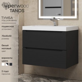 Тумба под раковину Uperwood Tanos 70 см, подвесная, черная матовая в Сысерти - sysert.ok-mebel.com | фото 3