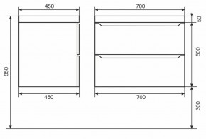 Тумба под раковину Uperwood Tanos 70 см, подвесная, черная матовая в Сысерти - sysert.ok-mebel.com | фото 6