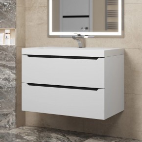 Тумба под раковину Uperwood Tanos 80 см, подвесная, белая/графит в Сысерти - sysert.ok-mebel.com | фото
