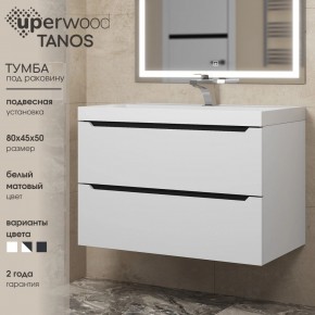 Тумба под раковину Uperwood Tanos 80 см, подвесная, белая/графит в Сысерти - sysert.ok-mebel.com | фото 3