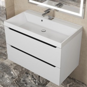 Тумба под раковину Uperwood Tanos 80 см, подвесная, белая/графит в Сысерти - sysert.ok-mebel.com | фото 8