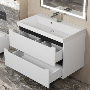 Тумба под раковину Uperwood Tanos 80 см, подвесная, белая/графит в Сысерти - sysert.ok-mebel.com | фото 9