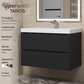 Тумба под раковину Uperwood Tanos 80 см, подвесная, черная матовая в Сысерти - sysert.ok-mebel.com | фото 3