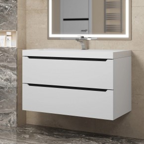 Тумба под раковину Uperwood Tanos 90 см, подвесная, белая/графит в Сысерти - sysert.ok-mebel.com | фото