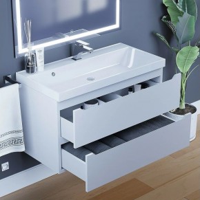 Тумба под раковину Uperwood Tanos 90 см, подвесная, белая матовая в Сысерти - sysert.ok-mebel.com | фото 4