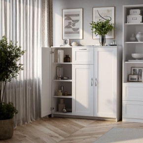 Тумба СИРИУС трехдверная с одним ящиком, цвет белый в Сысерти - sysert.ok-mebel.com | фото 4
